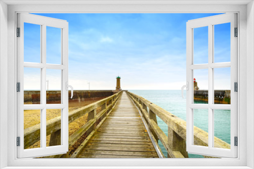 Fototapeta Naklejka Na Ścianę Okno 3D - Pier and lighthouse, Fecamp harbor. Normandy France.