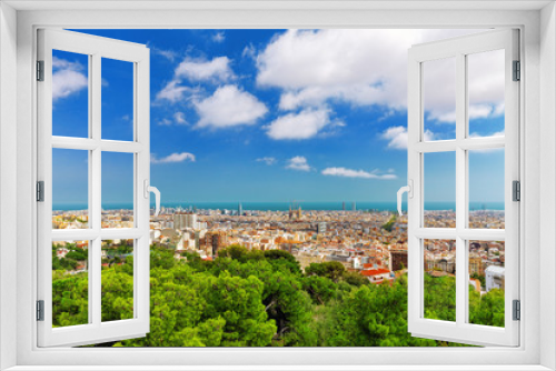 Panorama on Barcelona city from Montjuic castle.Catalonia. Spain