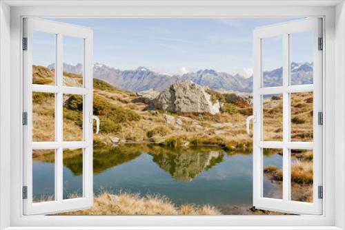 Fototapeta Naklejka Na Ścianę Okno 3D - Bettmeralp, Dorf, Blausee, Alpen, Wallis, Herbst, Schweiz