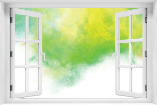 Yellow and green watercolor background design for wallpaper. Spring light green summer backdrop banner isolated on white. Watercolour painted  texture grungy effect. Watercolour brush strokes