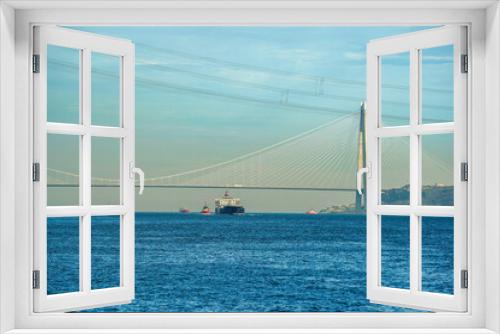 Fototapeta Naklejka Na Ścianę Okno 3D - Yavuz Sultan Selim bridge in front of black sea view from Istanbul Bosphorus cruise