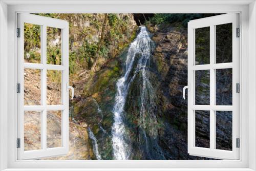 Fototapeta Naklejka Na Ścianę Okno 3D - Qabala, Azerbaijan - January 2nd, 2024: Yeddi Gozel Waterfall