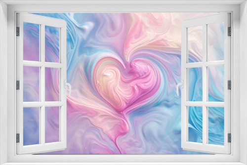 Whimsical and abstract composition illustration of swirling hearts in soft pastel colors, creating a light and airy design with a touch of romance, whimsical, heart swirls, hd, wit