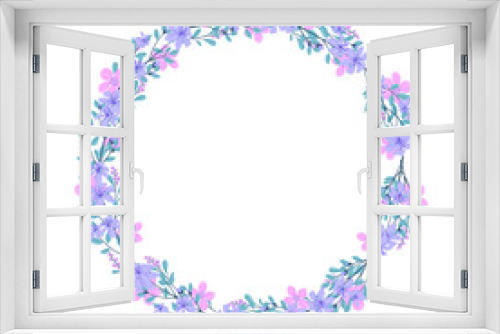 Fototapeta Naklejka Na Ścianę Okno 3D - Vector hand drawn floral wreath frame on white background