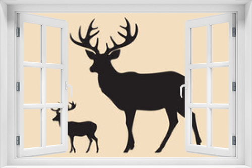 Fototapeta Naklejka Na Ścianę Okno 3D - deer silhouette set