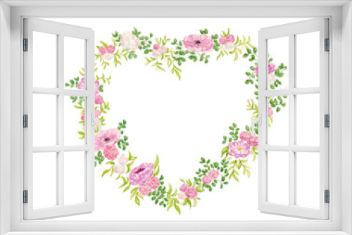 Fototapeta Naklejka Na Ścianę Okno 3D - Cœur fleurs rose printemps