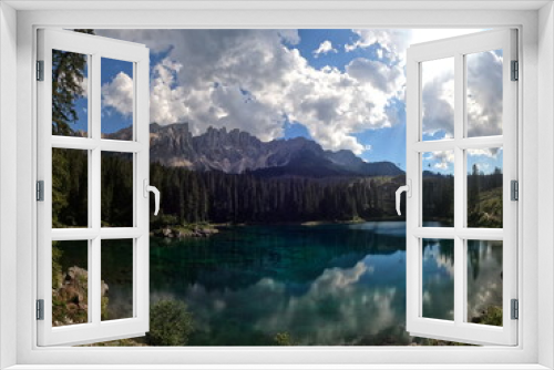 Fototapeta Naklejka Na Ścianę Okno 3D - Carezza lake landscape