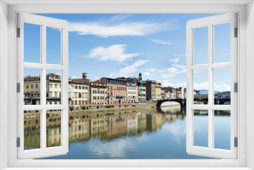 Fototapeta Naklejka Na Ścianę Okno 3D - Houses and river Arno Florence