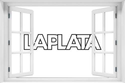 La Plata in the Argentina emblem. The design features a geometric style, vector illustration with bold typography in a modern font. The graphic slogan lettering.