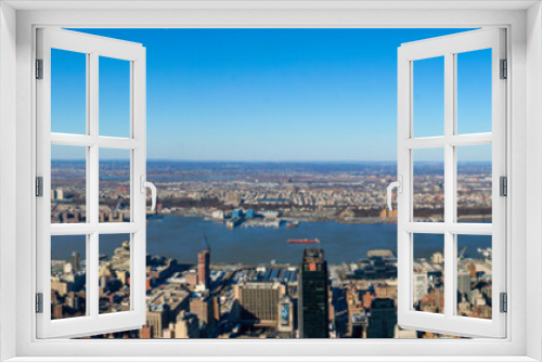 Fototapeta Naklejka Na Ścianę Okno 3D - New York City Daytime Panorama: Hudson River Skyline Banner View