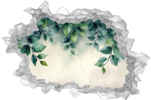 Watercolor vines jade color on solid background 