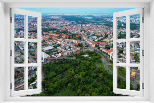 Fototapeta Naklejka Na Ścianę Okno 3D - Aerial view around the old town Halle an Der Saal in Germany on a cloudy day in summer