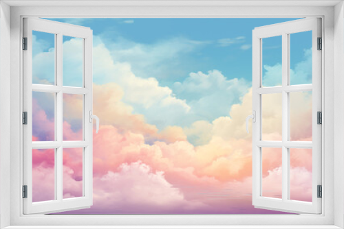 multicolor sky with fluffy cloud landscape background