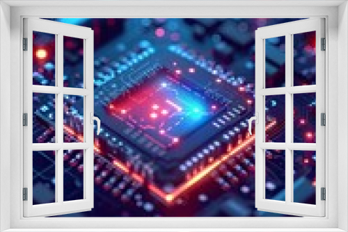 AI sign, technology, circuit board, network