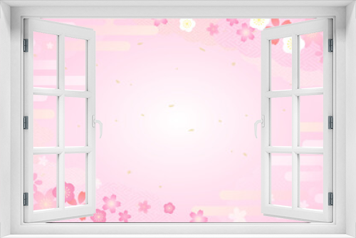 Fototapeta Naklejka Na Ścianę Okno 3D - 桜のイラストが美しい春の背景デザイン