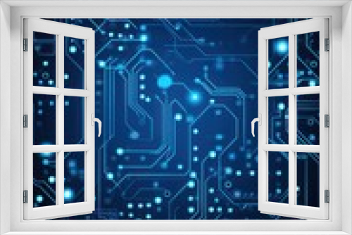 Computer technology vector illustration with blue circuit board background pattern