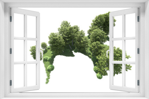 Fototapeta Naklejka Na Ścianę Okno 3D - Green forest isolated on background. 3d rendering - illustration