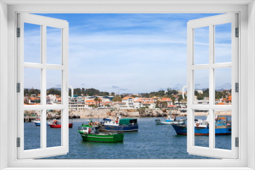 Fototapeta Naklejka Na Ścianę Okno 3D - Fishing Boats and Cascais Coastline in Portugal
