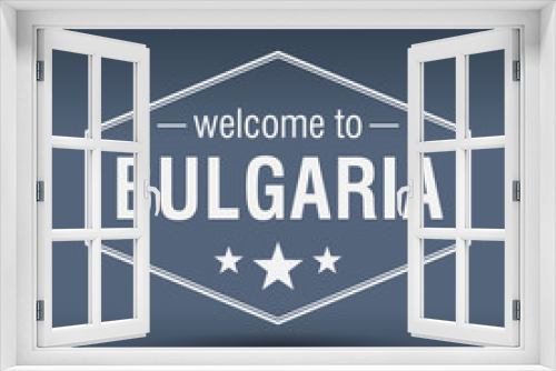 welcome to Bulgaria hexagonal white vintage label