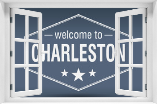 welcome to Charleston hexagonal white vintage label