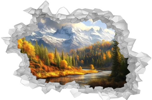 A Majestic Landscape: Mount River and Autumn Forest Enchant in this Breathtaking Landscape