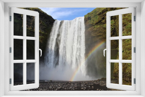 Fototapeta Naklejka Na Ścianę Okno 3D - iceland waterfall great big green rainbow