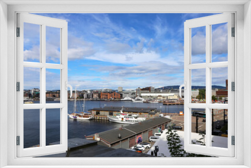 Fototapeta Naklejka Na Ścianę Okno 3D - The Oslo Norway Harbor is one of Oslo's great attractions. Situated on the Oslo Fjord in Oslo, Norway