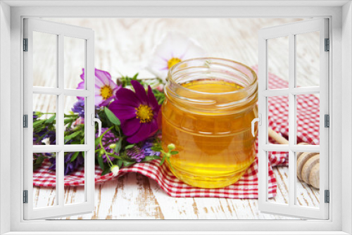 Fototapeta Naklejka Na Ścianę Okno 3D - Honey with flowers