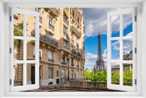 Fototapeta Naklejka Na Ścianę Okno 3D - Paris France, city skyline at Eiffel Tower and old building architecture