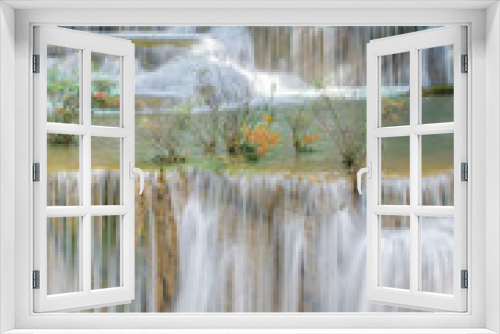 Fototapeta Naklejka Na Ścianę Okno 3D - Waterfall in deep rain forest jungle (Huay Mae Kamin Waterfall i