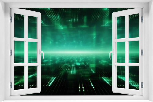 emerald abstract horizontal technology lines on hi-tech future emerald background