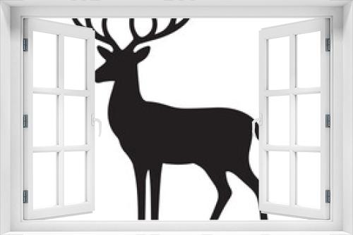 Fototapeta Naklejka Na Ścianę Okno 3D - Deer Silhouettes black and white Deer vector Pro Vector