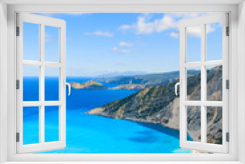 Fototapeta Naklejka Na Ścianę Okno 3D - View of beautiful Myrtos beach on Kefalonia island, Greece