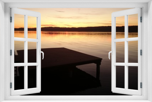 Fototapeta Naklejka Na Ścianę Okno 3D - Badeplattform Sonnenuntergang
