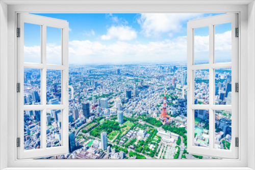 Fototapeta Naklejka Na Ścianę Okno 3D - 東京タワー・空撮写真
