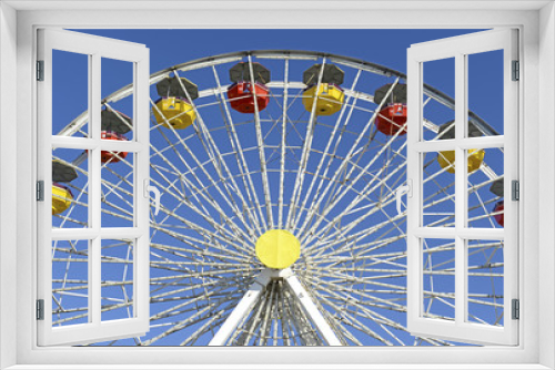 Fototapeta Naklejka Na Ścianę Okno 3D - Colorful Ferris Wheel in amusement park with blue sky