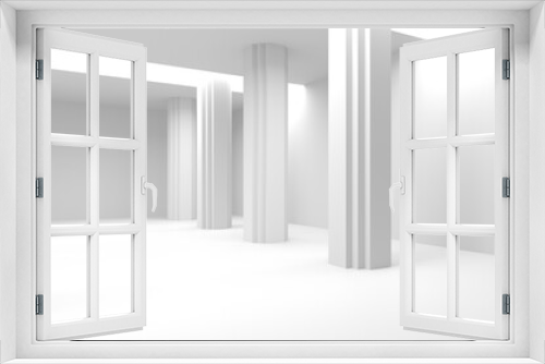 Fototapeta Naklejka Na Ścianę Okno 3D - Minimalistic room space. White clean empty architecture interior