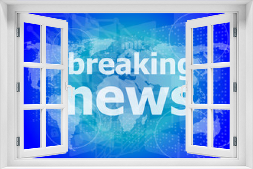News and press concept: words breaking news on digital screen