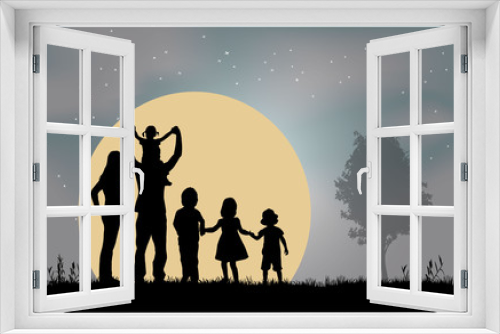 Fototapeta Naklejka Na Ścianę Okno 3D - Family silhouettes