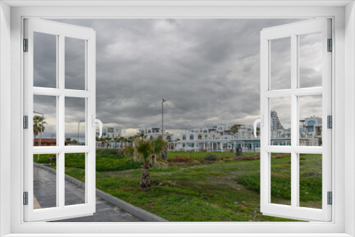Fototapeta Naklejka Na Ścianę Okno 3D - residential complex with white houses on the seashore in Cyprus 6