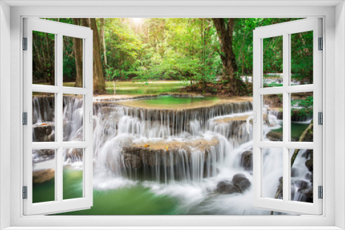 Fototapeta Naklejka Na Ścianę Okno 3D - Thailand waterfall in Kanchanaburi (Huay Mae Kamin)