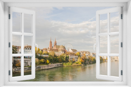 Basel, historische Altstadt, Rheinufer, Pfalz, Herbst, Schweiz