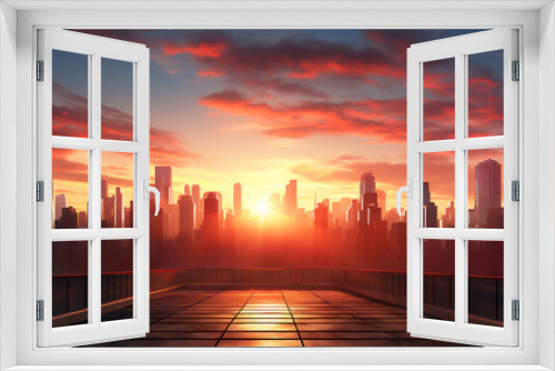 City skyline at sunset. 3d rendering, 3d illustration.