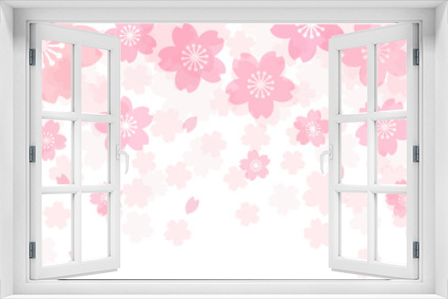 Fototapeta Naklejka Na Ścianę Okno 3D - パステルピンクの桜吹雪が舞うサクラの花のベクター背景画像	
