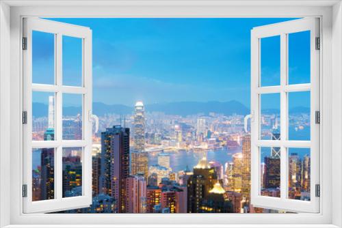 Fototapeta Naklejka Na Ścianę Okno 3D - Panorama of Hong Kong skyline at night from Victoria Peak