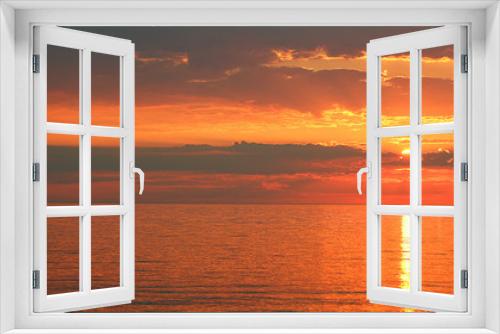 Fototapeta Naklejka Na Ścianę Okno 3D - sunset on the lake red
