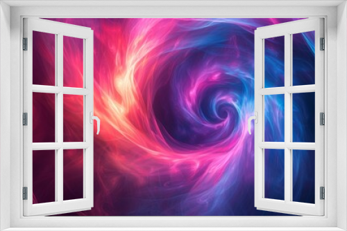 An abstract neon swirl, radiating a hypnotic blend of fluorescent pinks, blues, and purples.
