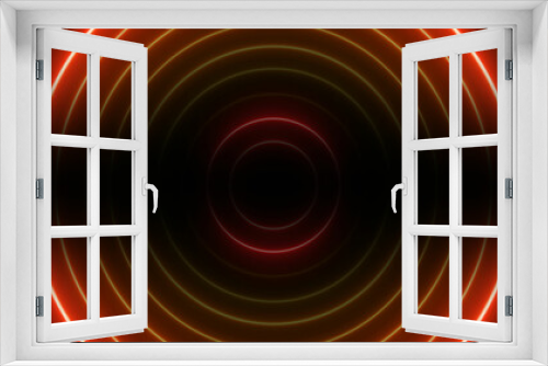 Fototapeta Naklejka Na Ścianę Okno 3D - Abstract neon radaring background. Searching process in futuristic interface. Bright connection signal concept. Seamless loop.looping neon circle .