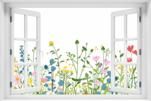 Fototapeta Naklejka Na Ścianę Okno 3D - Calm Meadow with colorful wildflowers