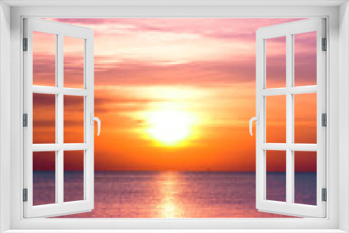 Fototapeta Naklejka Na Ścianę Okno 3D - Bright Colorful Sunrise On The Sea With Beautiful Clouds
